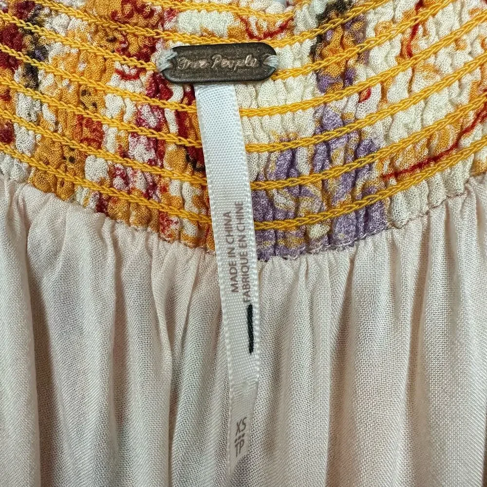 Free People Carmen Off The Shoulder Floral Jumpsuit‎ Wide Leg Boho Orange XS